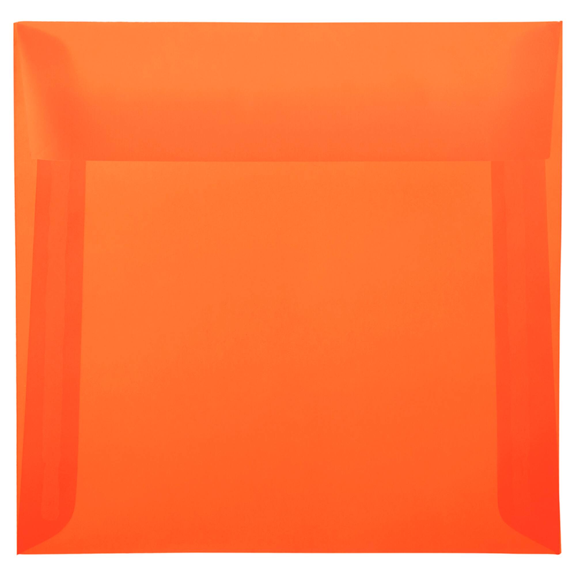 JAM Paper 6.5" Glamour Orange Square Translucent Vellum Envelopes, 25ct.